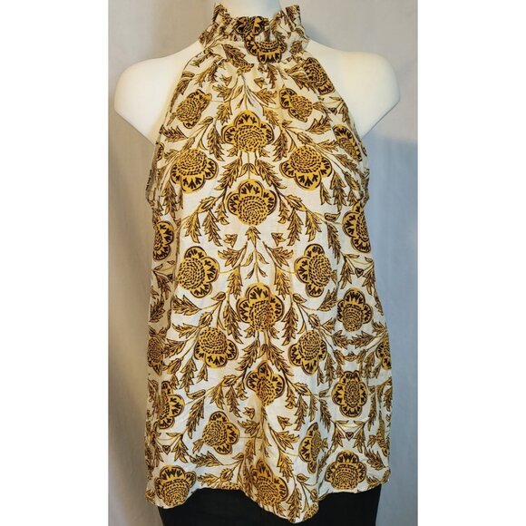 Nicole Miller Mock Turtleneck, Tank Top, Yellow & White, Size M, Floral, NWOT - Picture 1 of 7